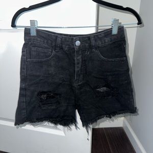 Black denim shorts